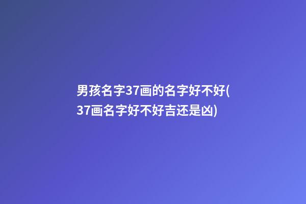 男孩名字37画的名字好不好(37画名字好不好吉还是凶)