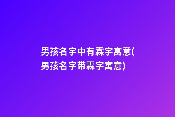 男孩名字中有霖字寓意(男孩名字带霖字寓意)