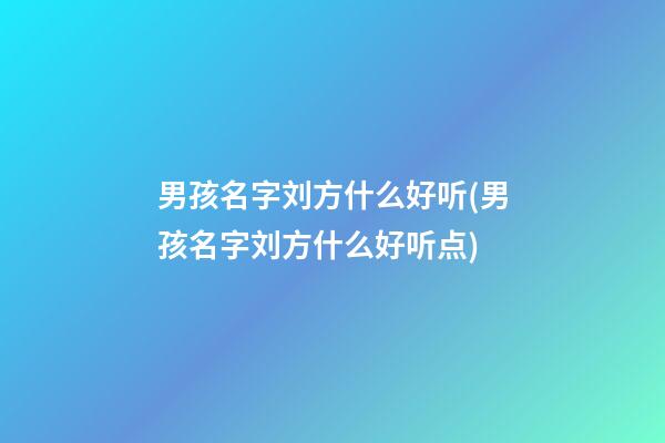 男孩名字刘方什么好听(男孩名字刘方什么好听点)