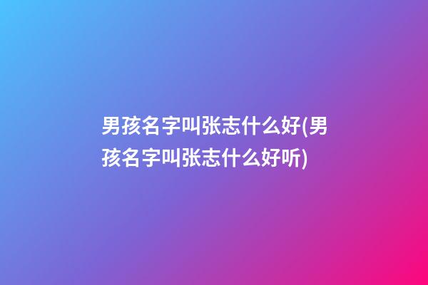 男孩名字叫张志什么好(男孩名字叫张志什么好听)