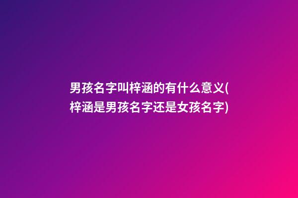 男孩名字叫梓涵的有什么意义(梓涵是男孩名字还是女孩名字)