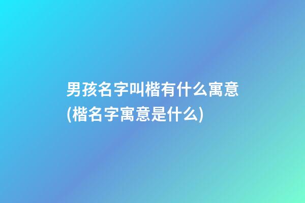 男孩名字叫楷有什么寓意(楷名字寓意是什么)