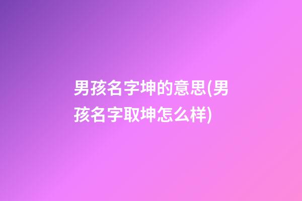 男孩名字坤的意思(男孩名字取坤怎么样)