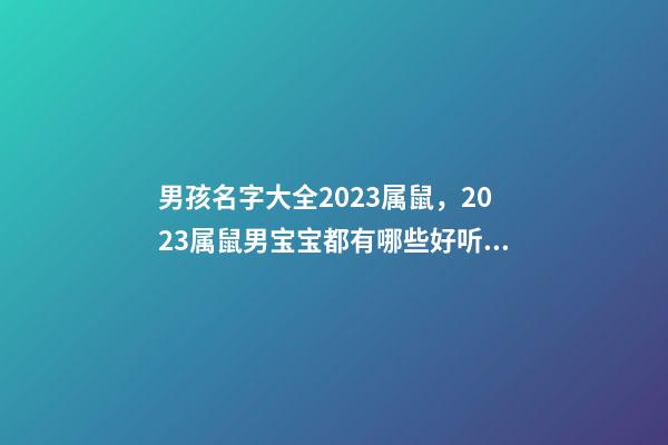 男孩名字大全2023属鼠，2023属鼠男宝宝都有哪些好听的名字呢？