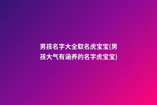 男孩名字大全取名虎宝宝(男孩大气有涵养的名字虎宝宝)