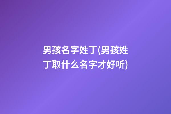 男孩名字姓丁(男孩姓丁取什么名字才好听)