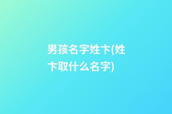 男孩名字姓卞(姓卞取什么名字)