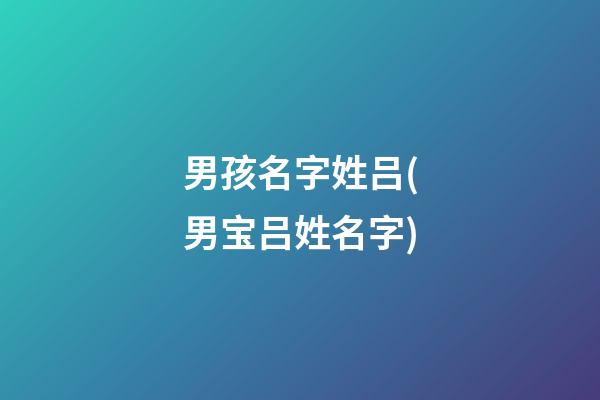 男孩名字姓吕(男宝吕姓名字)