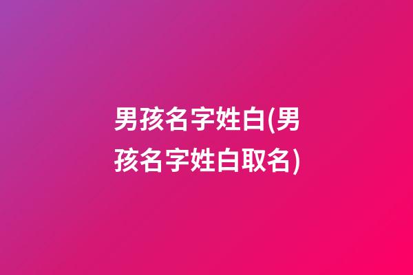 男孩名字姓白(男孩名字姓白取名)