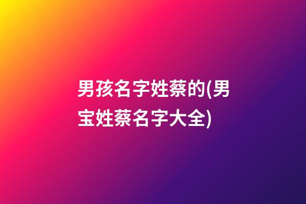 男孩名字姓蔡的(男宝姓蔡名字大全)