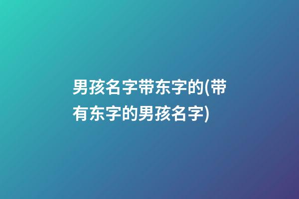 男孩名字带东字的(带有东字的男孩名字)