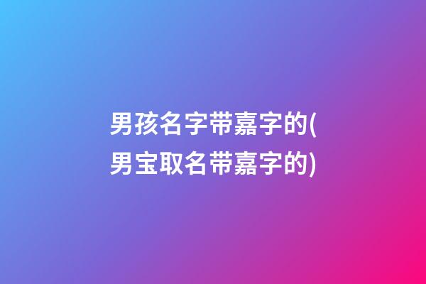 男孩名字带嘉字的(男宝取名带嘉字的)