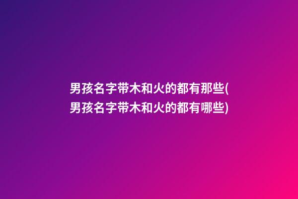 男孩名字带木和火的都有那些(男孩名字带木和火的都有哪些)
