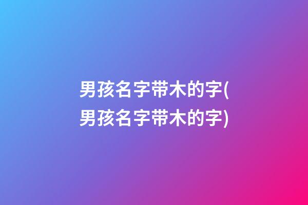 男孩名字带木的字(男孩名字带木的字)