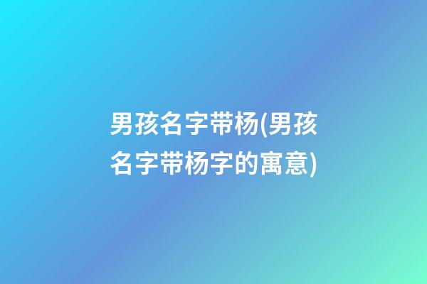 男孩名字带杨(男孩名字带杨字的寓意)