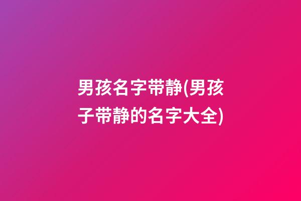 男孩名字带静(男孩子带静的名字大全)