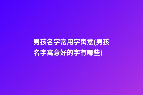男孩名字常用字寓意(男孩名字寓意好的字有哪些)