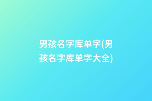 男孩名字库单字(男孩名字库单字大全)