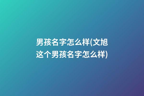 男孩名字怎么样(文旭这个男孩名字怎么样)