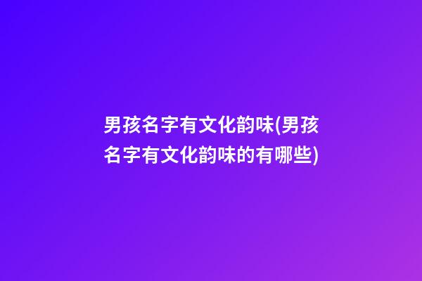 男孩名字有文化韵味(男孩名字有文化韵味的有哪些)