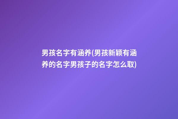 男孩名字有涵养(男孩新颖有涵养的名字男孩子的名字怎么取)