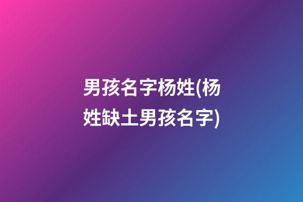 男孩名字杨姓(杨姓缺土男孩名字)