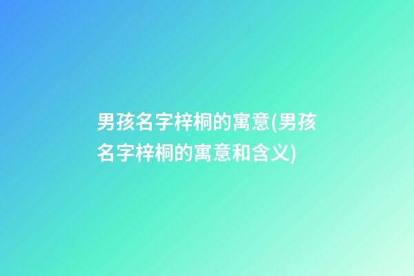 男孩名字梓桐的寓意(男孩名字梓桐的寓意和含义)
