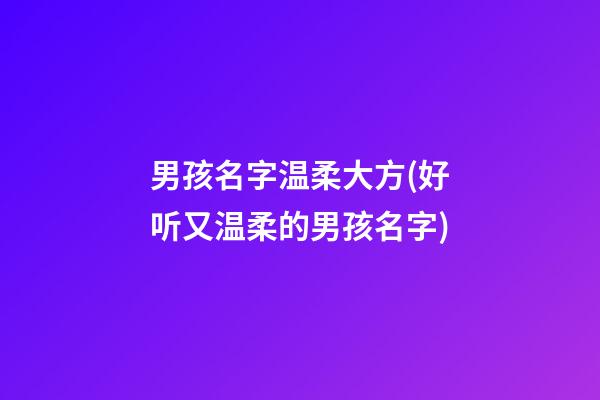 男孩名字温柔大方(好听又温柔的男孩名字)