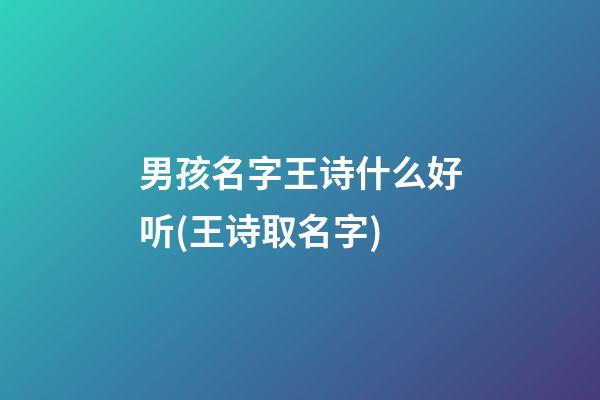 男孩名字王诗什么好听(王诗取名字)