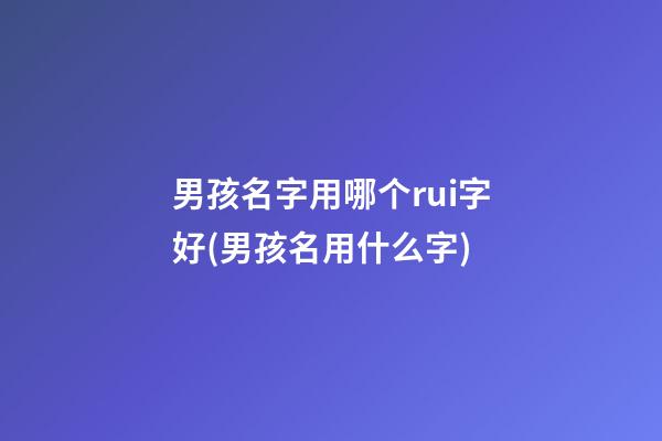 男孩名字用哪个rui字好(男孩名用什么字)