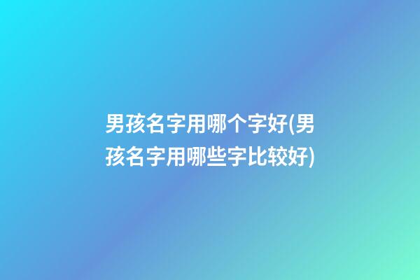 男孩名字用哪个字好(男孩名字用哪些字比较好)