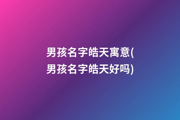 男孩名字皓天寓意(男孩名字皓天好吗)