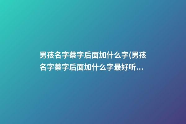 男孩名字蔡字后面加什么字(男孩名字蔡字后面加什么字最好听)