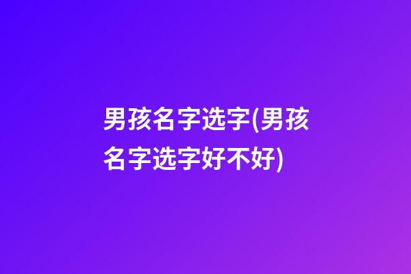 男孩名字选字(男孩名字选字好不好)