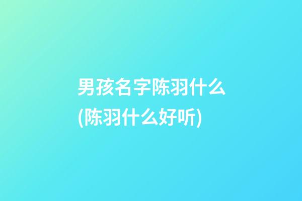 男孩名字陈羽什么(陈羽什么好听)