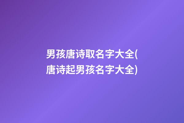 男孩唐诗取名字大全(唐诗起男孩名字大全)