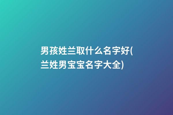 男孩姓兰取什么名字好(兰姓男宝宝名字大全)