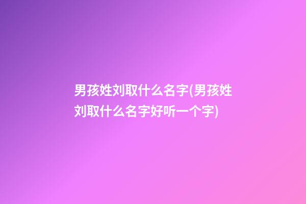 男孩姓刘取什么名字(男孩姓刘取什么名字好听一个字)