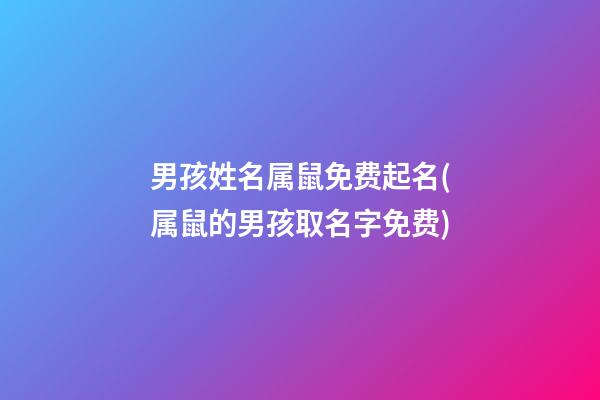 男孩姓名属鼠免费起名(属鼠的男孩取名字免费)