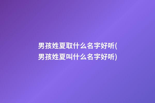 男孩姓夏取什么名字好听(男孩姓夏叫什么名字好听)