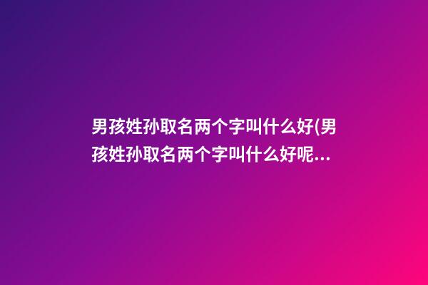 男孩姓孙取名两个字叫什么好(男孩姓孙取名两个字叫什么好呢)