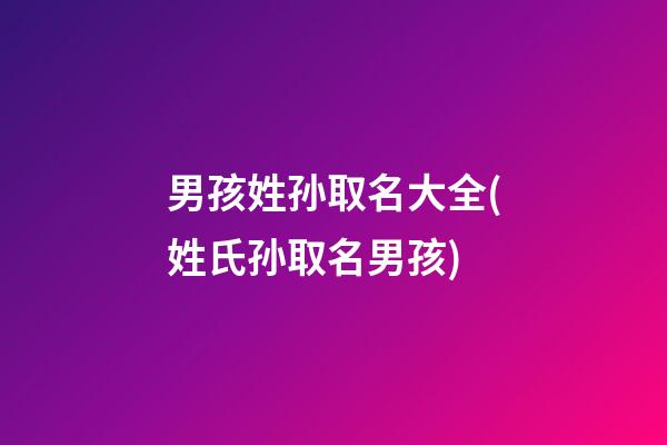 男孩姓孙取名大全(姓氏孙取名男孩)