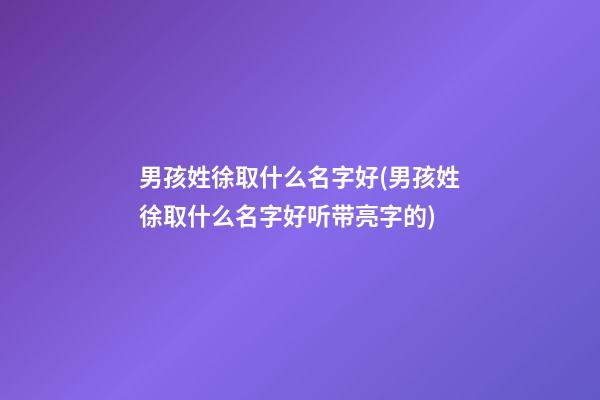 男孩姓徐取什么名字好(男孩姓徐取什么名字好听带亮字的)