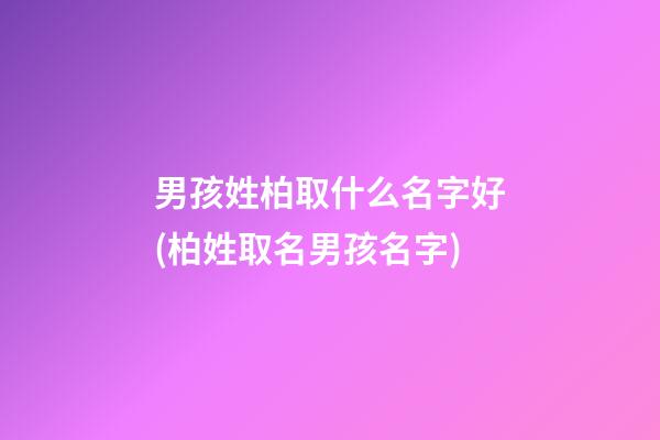 男孩姓柏取什么名字好(柏姓取名男孩名字)