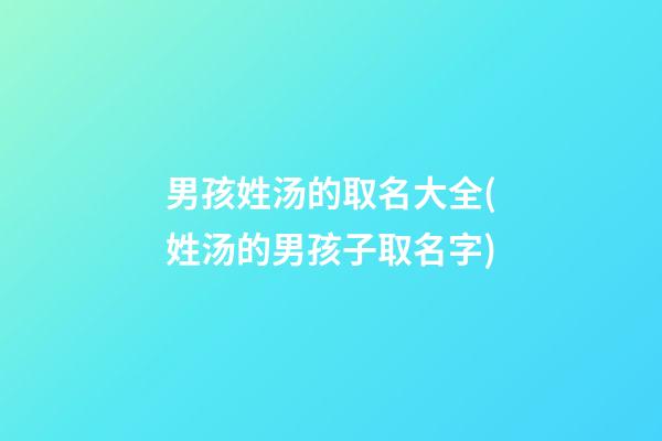 男孩姓汤的取名大全(姓汤的男孩子取名字)