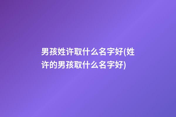 男孩姓许取什么名字好(姓许的男孩取什么名字好)