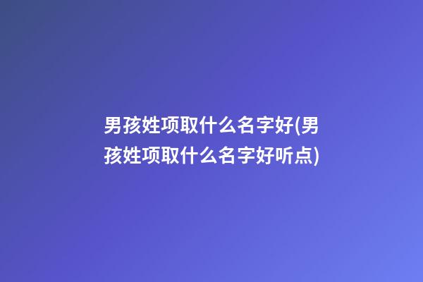 男孩姓项取什么名字好(男孩姓项取什么名字好听点)