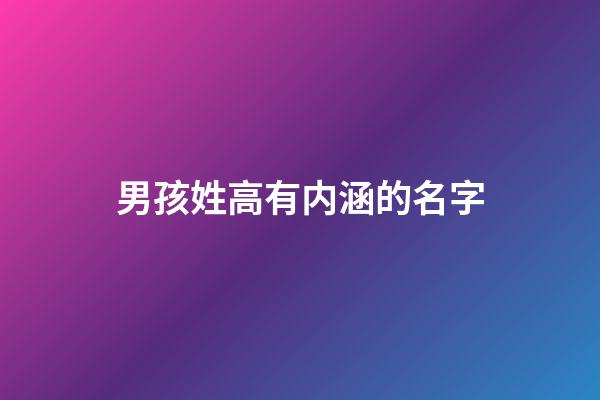 男孩姓高有内涵的名字