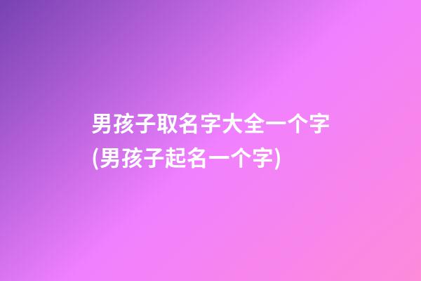男孩子取名字大全一个字(男孩子起名一个字)