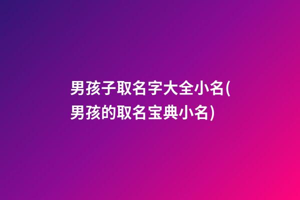 男孩子取名字大全小名(男孩的取名宝典小名)